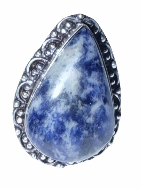 Artisan Jewelry - New Artisan Rare Blue Sodalite 925 Sterling Silver OOAK Handmade Floral Ring 10